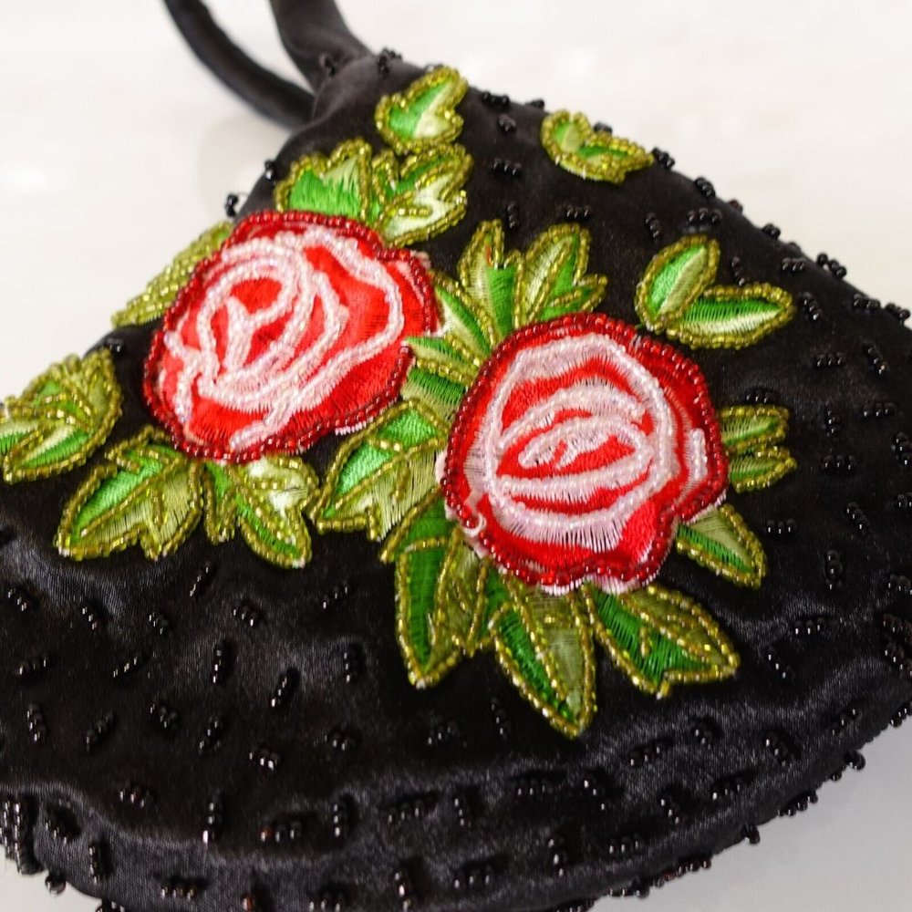Bijoux Terner Purse Bag Evening Clutch Handbag Floral Beaded Embroidered Beggar - Picture 6 of 10